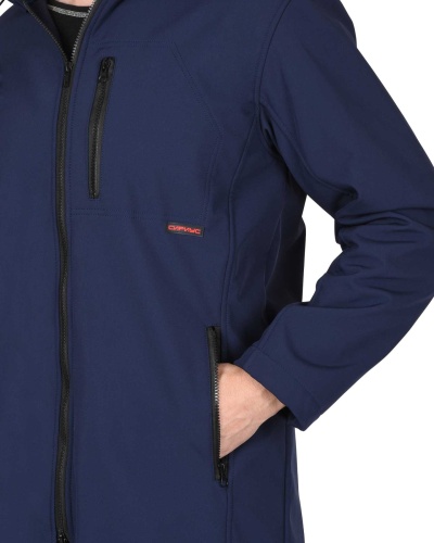 Куртка "АЗОВ" с капюшоном синяя софтшелл пл 350 г/кв.м
