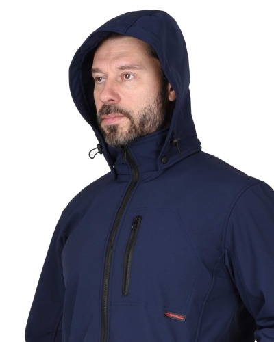 Куртка "АЗОВ" с капюшоном синяя софтшелл пл 350 г/кв.м