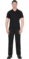 Рубашка-поло короткие рукава черная, рукав с манжетом, пл. 180 г/кв.м.