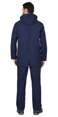 Куртка "АЗОВ" с капюшоном синяя софтшелл пл 350 г/кв.м
