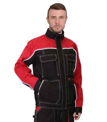 Куртка "АГАТ" черный с малиновым пл. 260 г/кв.м. ВО отделка