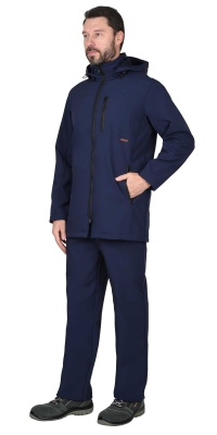 Куртка "АЗОВ" с капюшоном синяя софтшелл пл 350 г/кв.м