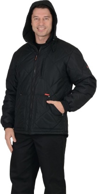 Куртка "ПРАГА-Люкс" мужская, с капюшоном, черный