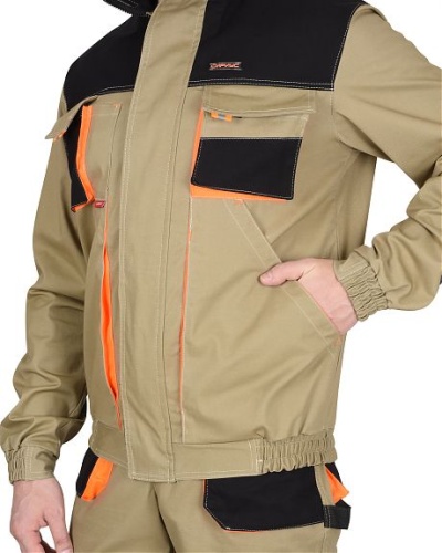 Куртка "МАНХЕТТЕН" короткая песочный  с оранжевым и черным
